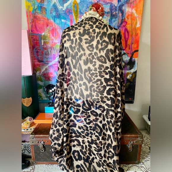 Classic LEOPARD Print Sheer Beach Bathing suit Cover up Shrug π€π€π€π - Picture 4 of 6